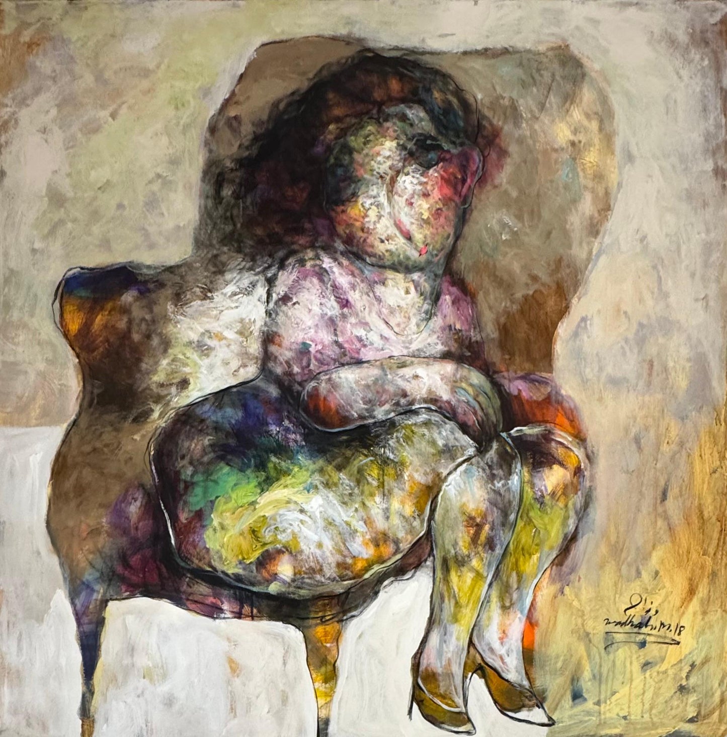 Painting by Wadhah Mahdi 120x120cm - 2018